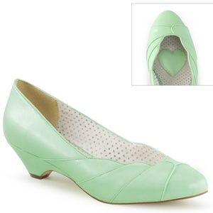 Lulu Mint Green Low Heel Vintage Pump